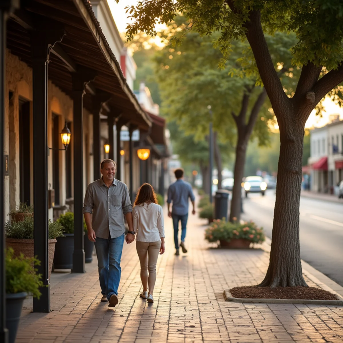 1850s German limestone storefronts along Hauptstrasse in Boerne, Texas