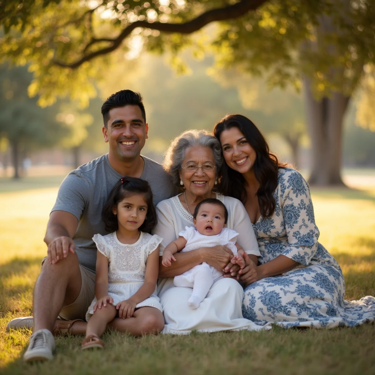 Four generations of a family photographed together during a San Antonio family portrait session
