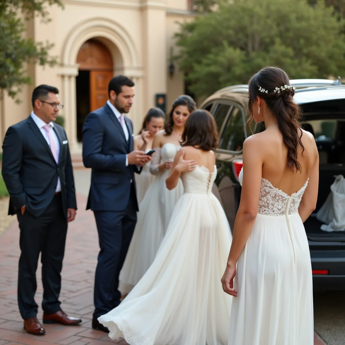Wedding party travelling between venues on a San Antonio wedding day