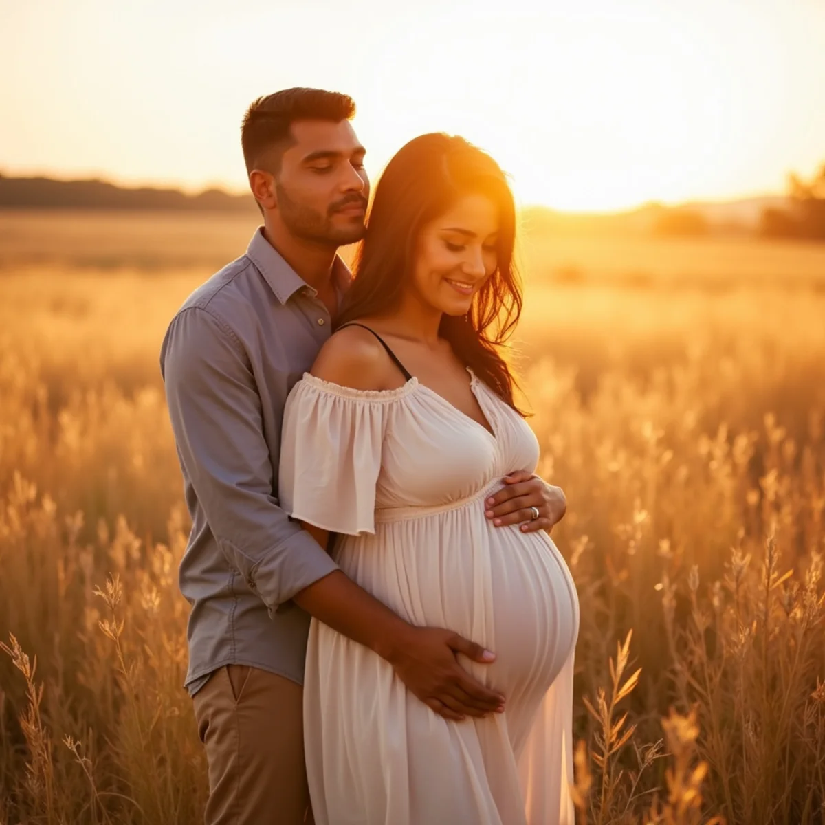 Expectant mother photographed during an outdoor maternity portrait session in San Antonio at golden hour