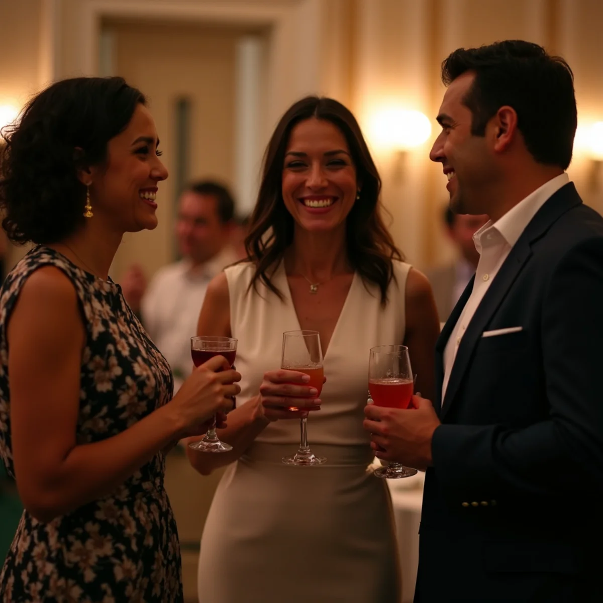 Guests networking at a corporate event in a hotel venue near Retama Park in Selma, Texas