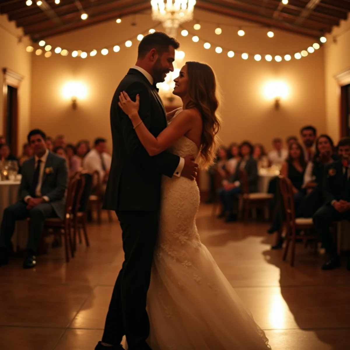 San Antonio wedding photographer capturing a couple during their first dance at a Hill Country reception venue